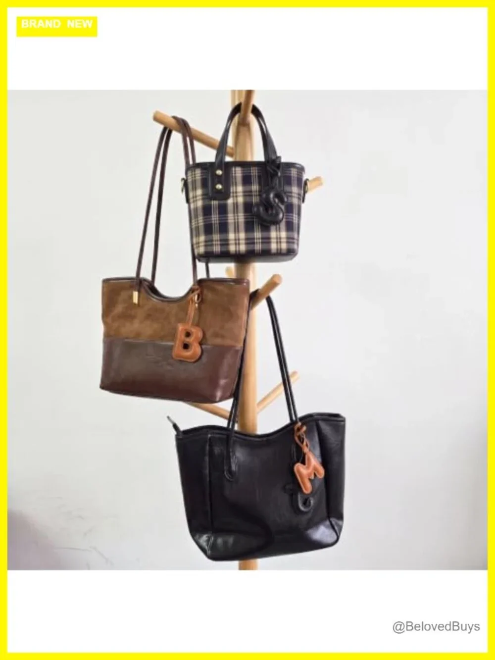 Faux Leather Initial Letter Bag Charm Keychain Accessory